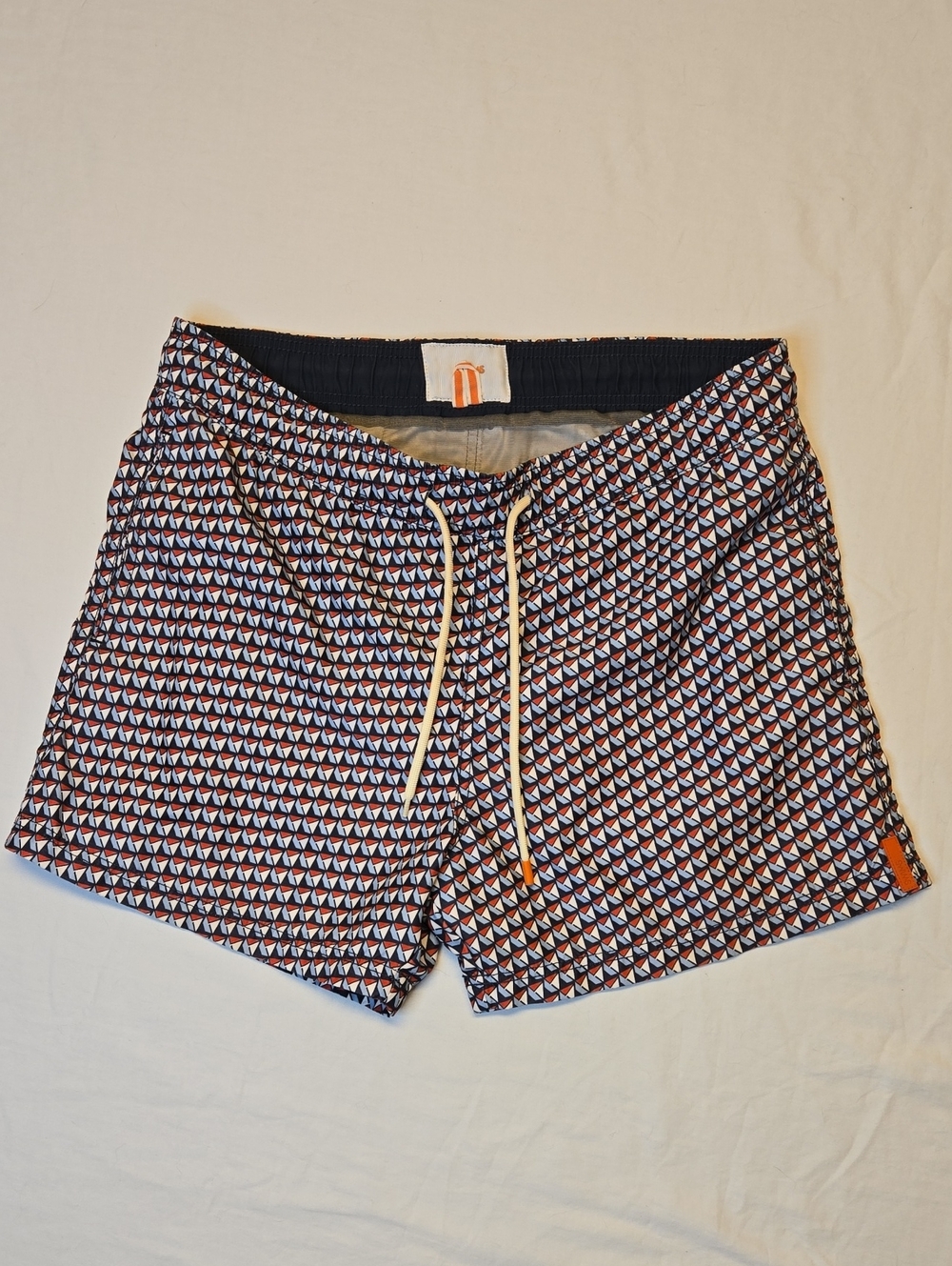 Swims Navy Blue, Red & White Sail Boat Aop Swim Trunk Shorts